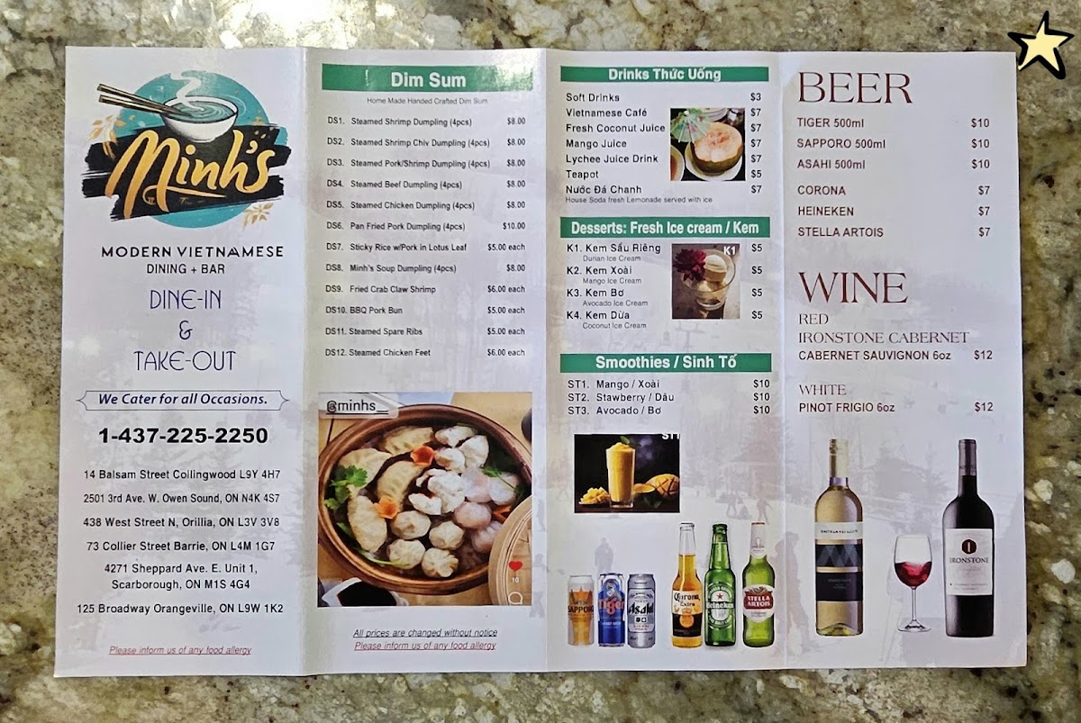 Menu Minh’S Barrie-1